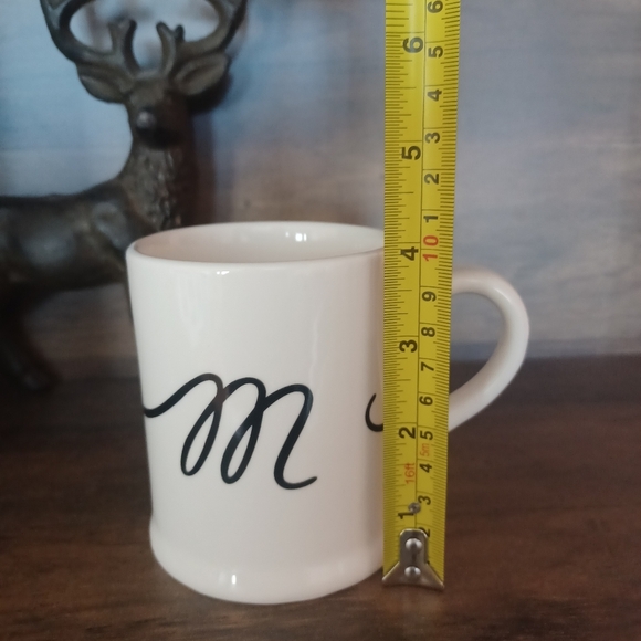 Indigo Cursive Ceramic Monogram  "M" Initial Coffee Tea Mug Cup - Picture 8 of 9
